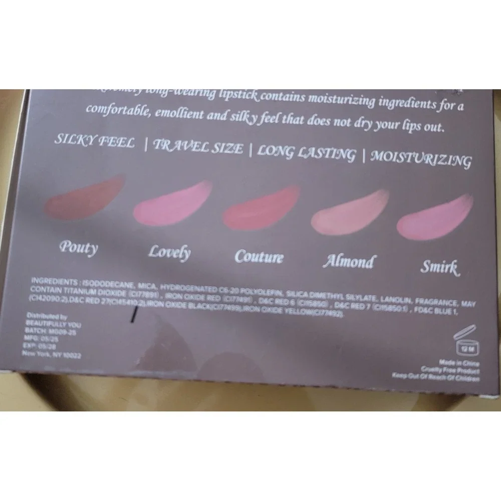 Beautifully You Liquid Lipstick Set 5 Pieces Pouty Lovely Couture Almond Smirk